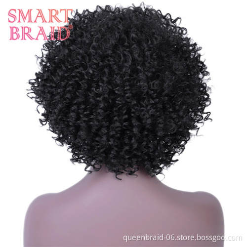 Wholesale Afro Kinky Curly Short Bob Wig Black Synthetic Hair Wig With Bangs For Black Women Short Bob Wigs